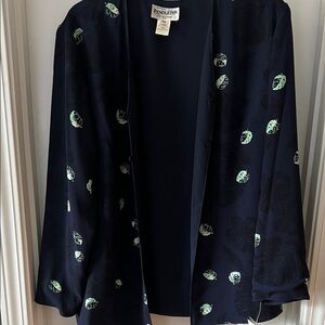 NWT Pendleton Women's Dark Blue Leaf Pattern Blazer